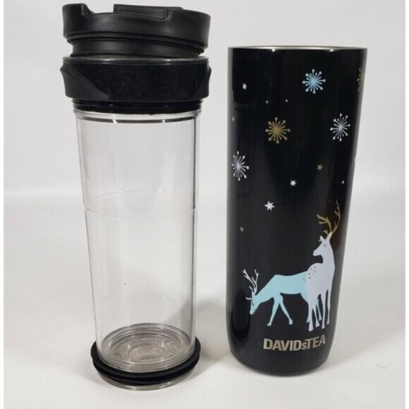 David's Tea Iced Tea Press Winter Pattern 16 Ounce Travel Cup - Picture 11 of 13